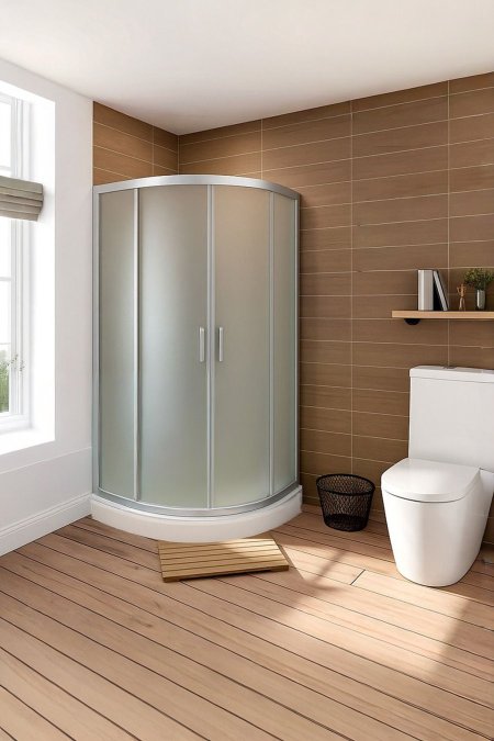 شور زجاج منحني – فريم كروم بزجاج مُعتم (سحّاب مزدوج)